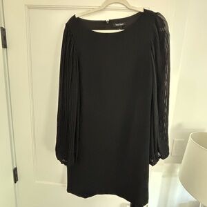 White House Black Market Black Dress with Sheer Sleeves, Size 10